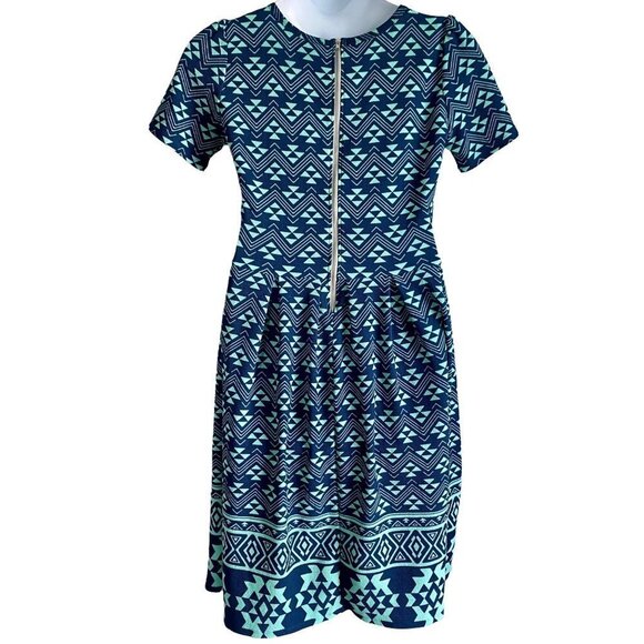 LulaRoe Amelia Dress with Pockets Blue Green XL NEW with Tags - Picture 11 of 12